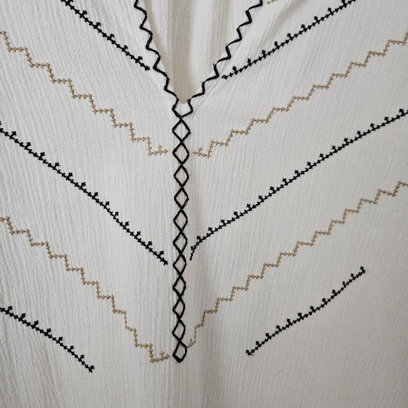 Madewell Peasant Embroidered V Neck Gauze Pullover Long Sleeve Top Ivory XS - Picture 4 of 10